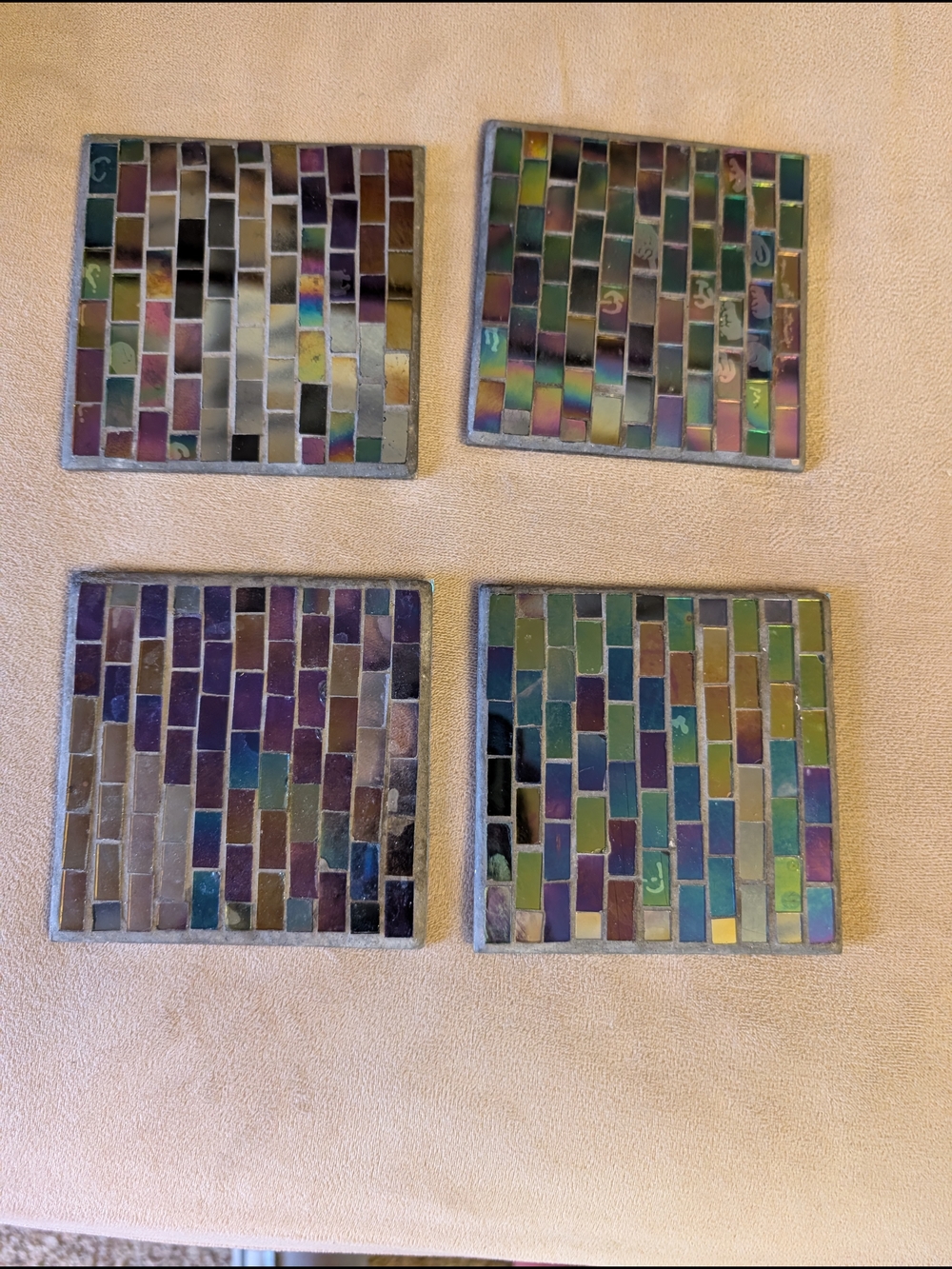 Iridescent Mosaic Tile Coasters - Multicolor